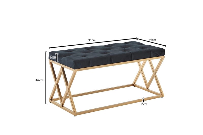 Benke Wohnling polstret Chesterfield-look med fløyelstrekk dobbel ramme - dobbel ramme - Møbler - Stoler & lenestoler - Krakk - Fotskammel - Chesterfield fotskammel