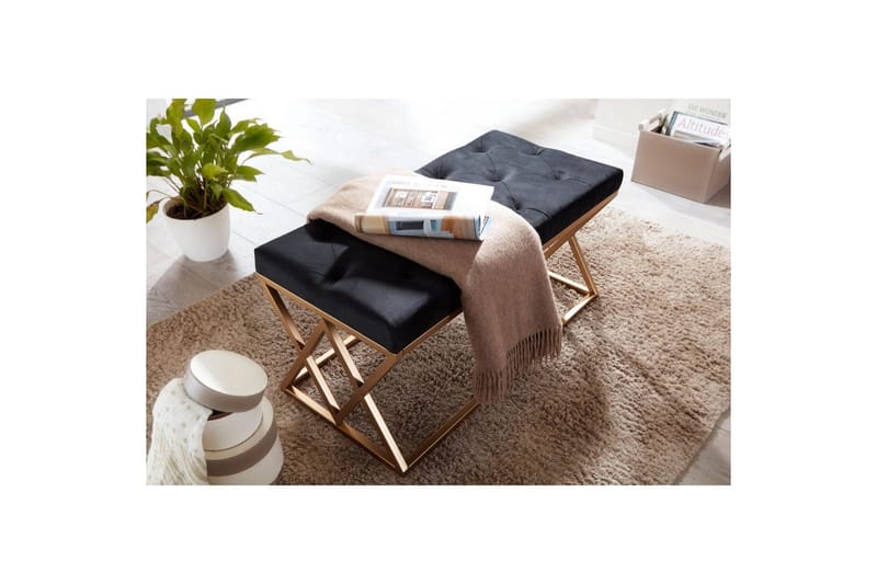 Benke Wohnling polstret Chesterfield-look med fløyelstrekk dobbel ramme - dobbel ramme - Møbler - Stoler & lenestoler - Krakk - Fotskammel - Chesterfield fotskammel