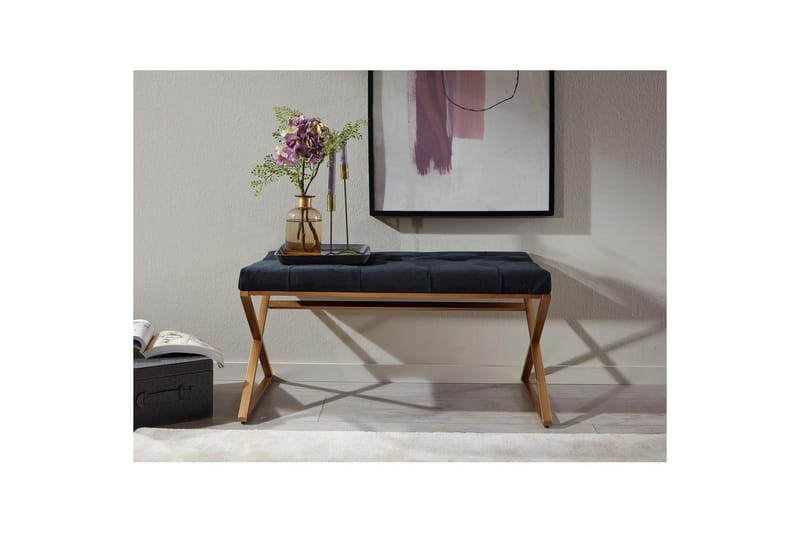 Benke Wohnling polstret Chesterfield-look med fløyelstrekk enkelt ramme - enkelt ramme - Møbler - Stoler & lenestoler - Krakk - Fotskammel - Chesterfield fotskammel