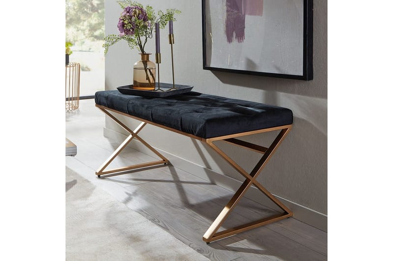 Benke Wohnling polstret Chesterfield-look med fløyelstrekk enkelt ramme - enkelt ramme - Møbler - Stoler & lenestoler - Krakk - Fotskammel - Chesterfield fotskammel