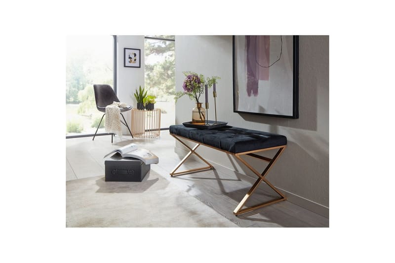 Benke Wohnling polstret Chesterfield-look med fløyelstrekk enkelt ramme - enkelt ramme - Møbler - Stoler & lenestoler - Krakk - Fotskammel - Chesterfield fotskammel