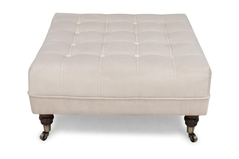 Chesterfield Deluxe Fotskammel Firkantet 70 cm - Fløyel Beige - Møbler - Stoler & lenestoler - Krakk - Fotskammel - Chesterfield fotskammel