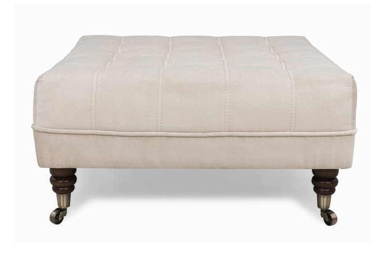 Chesterfield Deluxe Fotskammel Firkantet 70 cm - Fløyel Beige - Møbler - Stoler & lenestoler - Krakk - Fotskammel - Chesterfield fotskammel
