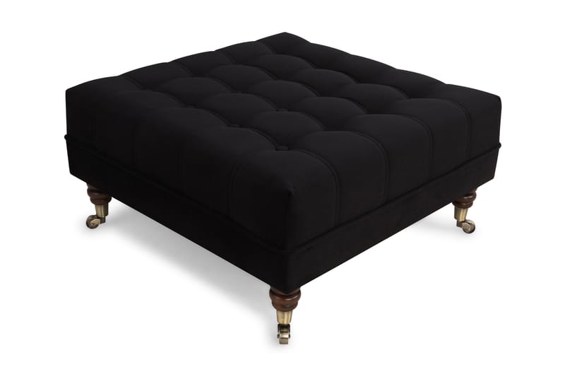 Chesterfield Deluxe Fotskammel Firkantet 70 cm - Fløyel Svart - Møbler - Stoler & lenestoler - Krakk - Fotskammel - Chesterfield fotskammel