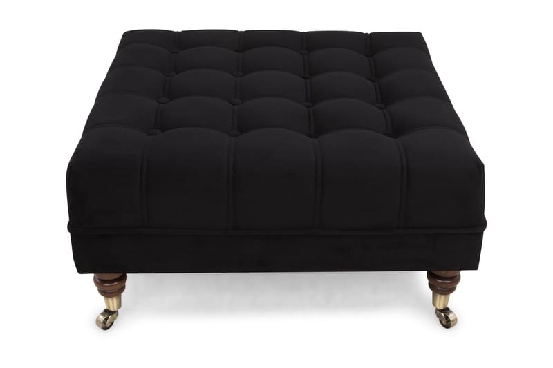 Chesterfield Deluxe Fotskammel Firkantet 70 cm - Fløyel Svart - Møbler - Stoler & lenestoler - Krakk - Fotskammel - Chesterfield fotskammel