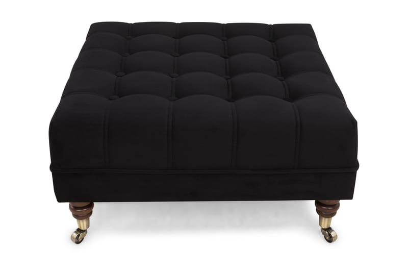 Chesterfield Deluxe Fotskammel Firkantet 70 cm - Fløyel Svart - Chesterfield fotskammel - Fotskammel