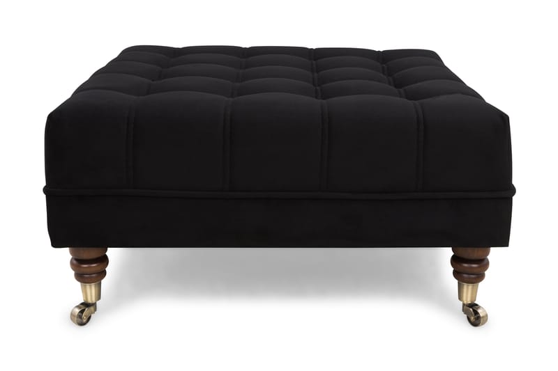 Chesterfield Deluxe Fotskammel Firkantet 70 cm - Fløyel Svart - Møbler - Stoler & lenestoler - Krakk - Fotskammel - Chesterfield fotskammel