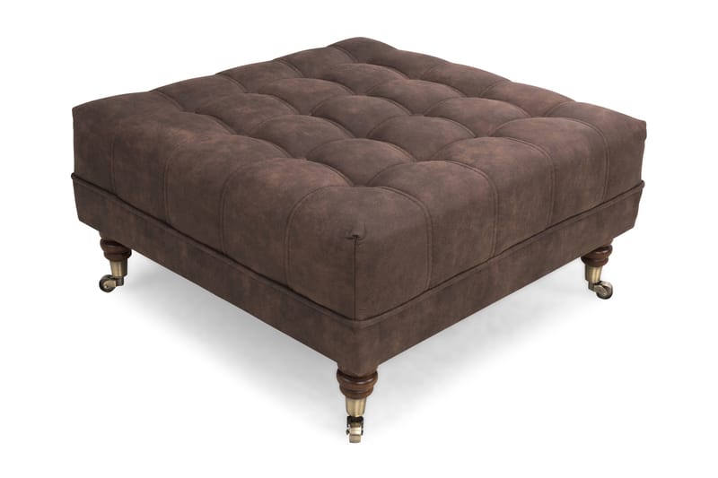 Chesterfield Deluxe Fotskammel Firkantet 70 cm - Vintage Mørkebrun - Chesterfield fotskammel - Fotskammel