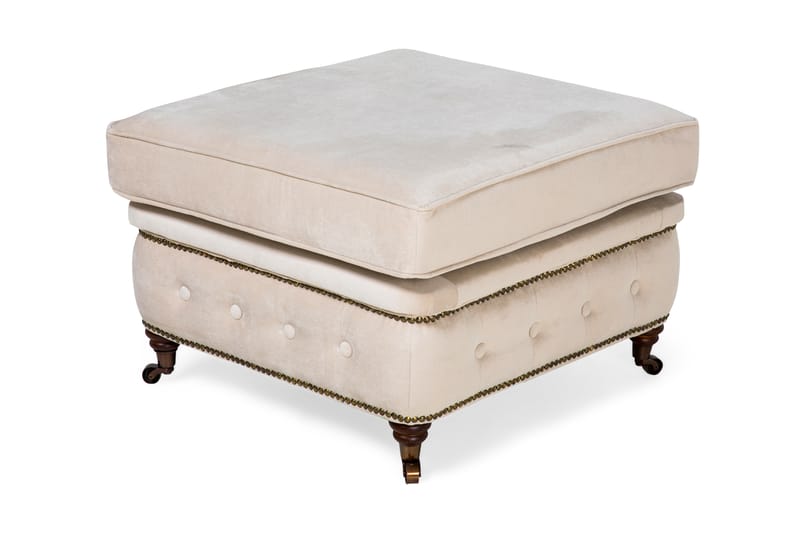 Chesterfield Deluxe Fotskammel Fløyel - Beige - Chesterfield fotskammel - Fotskammel