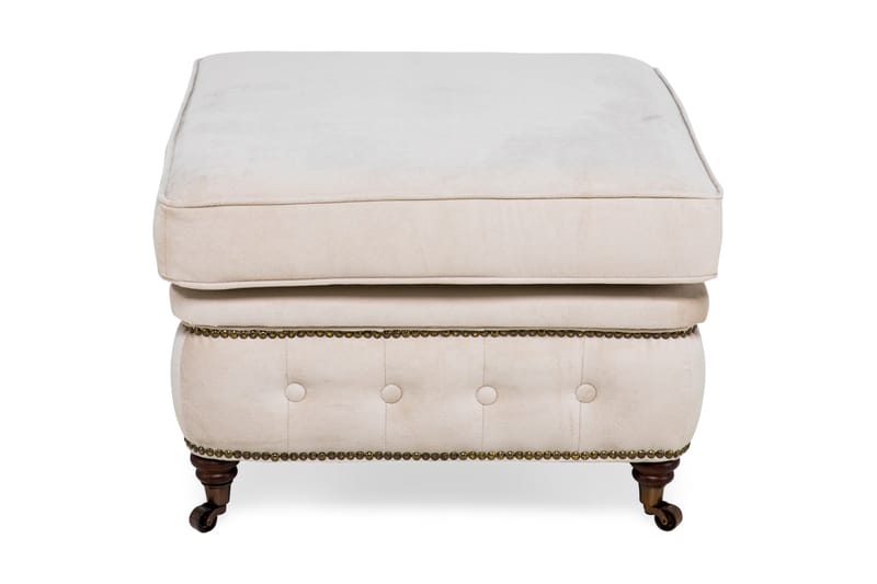 Chesterfield Deluxe Fotskammel Fløyel - Beige - Møbler - Stoler & lenestoler - Krakk - Fotskammel - Chesterfield fotskammel