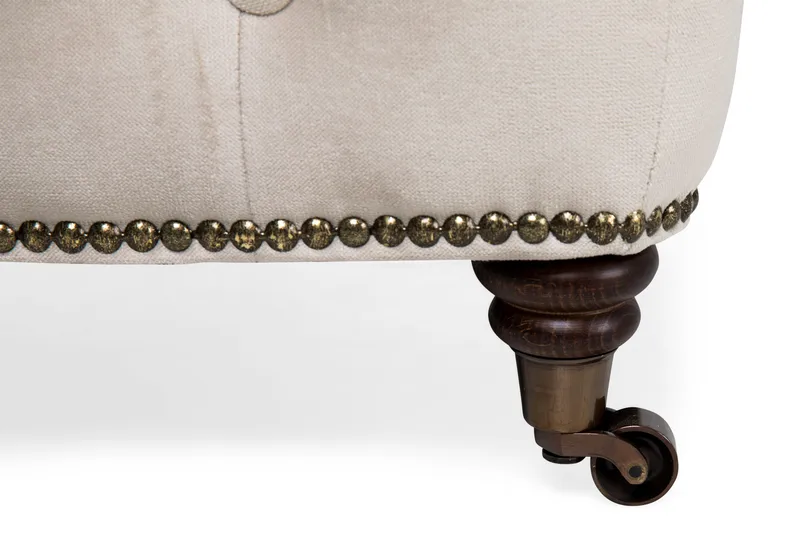 Chesterfield Deluxe Fotskammel Fløyel - Beige - Møbler - Stoler & lenestoler - Krakk - Fotskammel - Chesterfield fotskammel