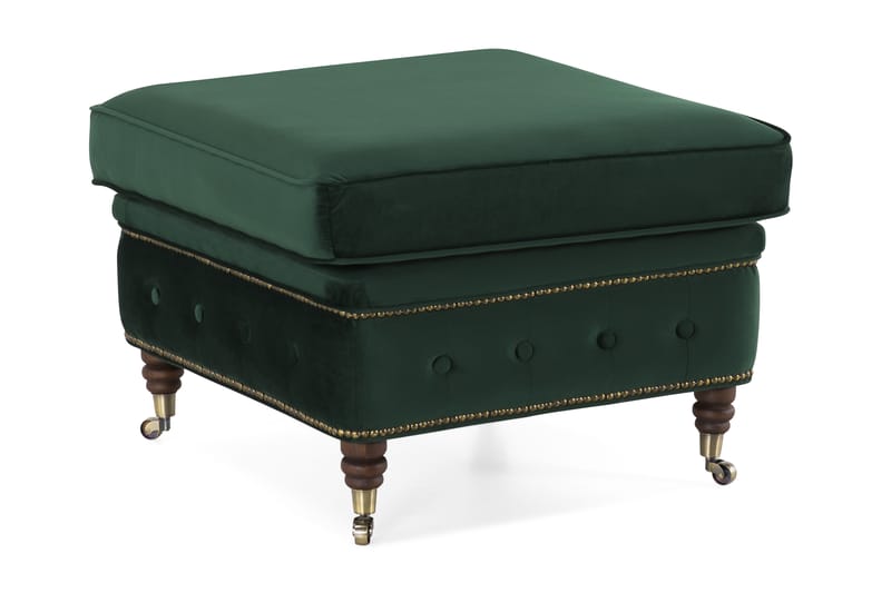 Chesterfield deluxe Fotskammel - Fløyel Mørkegrønn - Møbler - Stoler & lenestoler - Krakk - Fotskammel - Chesterfield fotskammel