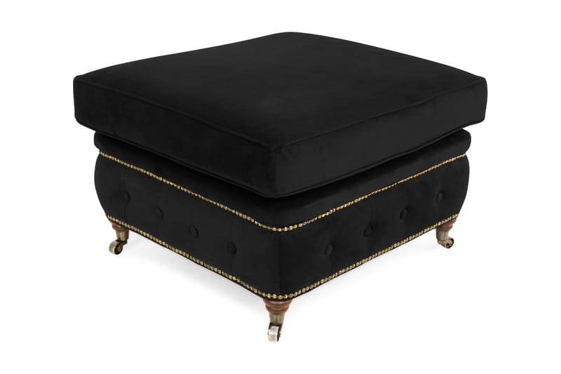 Chesterfield Deluxe Fotskammel Fløyel - Svart - Møbler - Stoler & lenestoler - Krakk - Fotskammel - Chesterfield fotskammel