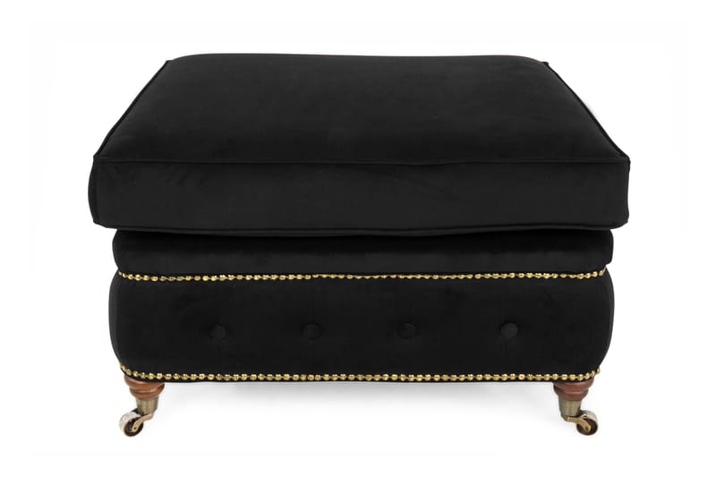 Chesterfield Deluxe Fotskammel Fløyel - Svart - Møbler - Stoler & lenestoler - Krakk - Fotskammel - Chesterfield fotskammel