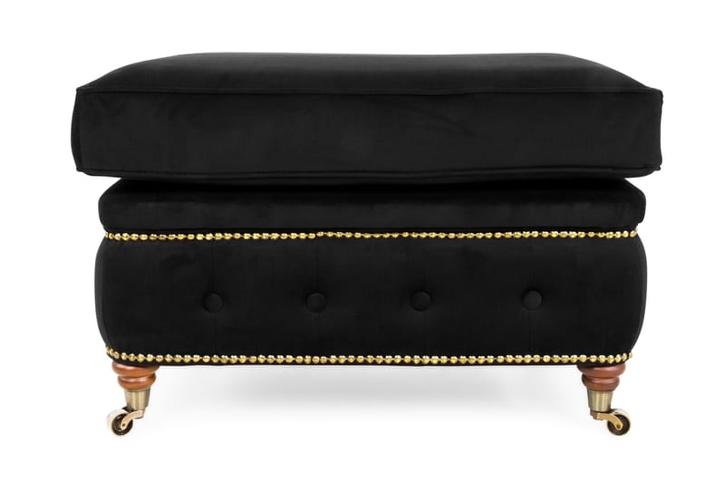 Chesterfield Deluxe Fotskammel Fløyel - Svart - Møbler - Stoler & lenestoler - Krakk - Fotskammel - Chesterfield fotskammel