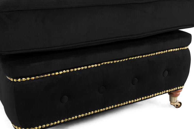 Chesterfield Deluxe Fotskammel Fløyel - Svart - Møbler - Stoler & lenestoler - Krakk - Fotskammel - Chesterfield fotskammel