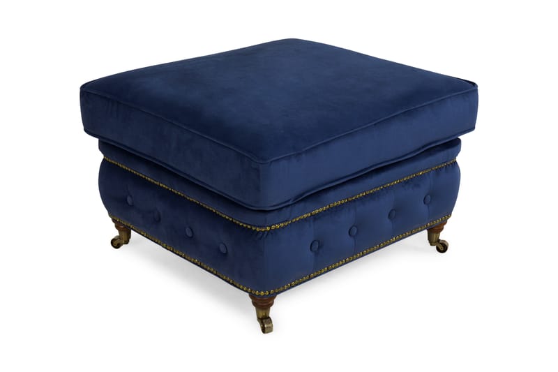 Chesterfield Deluxe Fotskammel - Fløyel Petrolblå - Møbler - Stoler & lenestoler - Krakk - Fotskammel - Chesterfield fotskammel