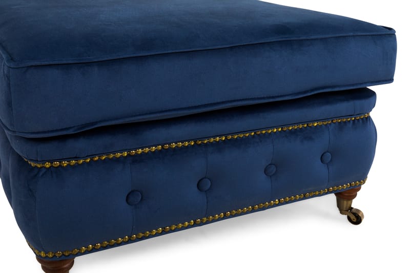 Chesterfield Deluxe Fotskammel - Fløyel Petrolblå - Møbler - Stoler & lenestoler - Krakk - Fotskammel - Chesterfield fotskammel