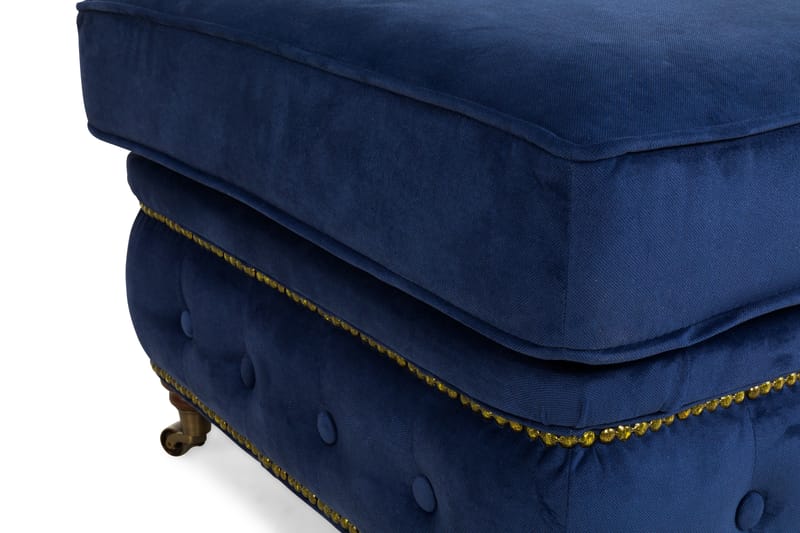 Chesterfield Deluxe Fotskammel - Fløyel Petrolblå - Møbler - Stoler & lenestoler - Krakk - Fotskammel - Chesterfield fotskammel