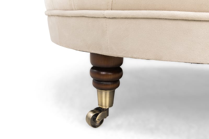 Chesterfield Deluxe Fotskammel Rund 80 cm - Fløyel Beige - Møbler - Stoler & lenestoler - Krakk - Fotskammel - Chesterfield fotskammel