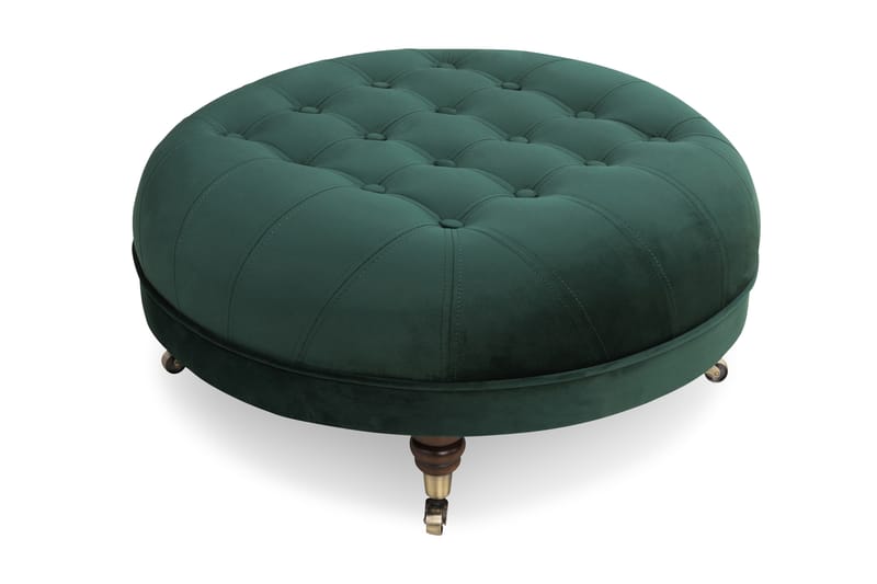 Chesterfield Deluxe Fotskammel Rund 80 cm - Fløyel Mørkegrønn - Møbler - Stoler & lenestoler - Krakk - Fotskammel - Chesterfield fotskammel