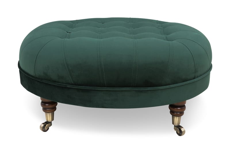 Chesterfield Deluxe Fotskammel Rund 80 cm - Fløyel Mørkegrønn - Møbler - Stoler & lenestoler - Krakk - Fotskammel - Chesterfield fotskammel