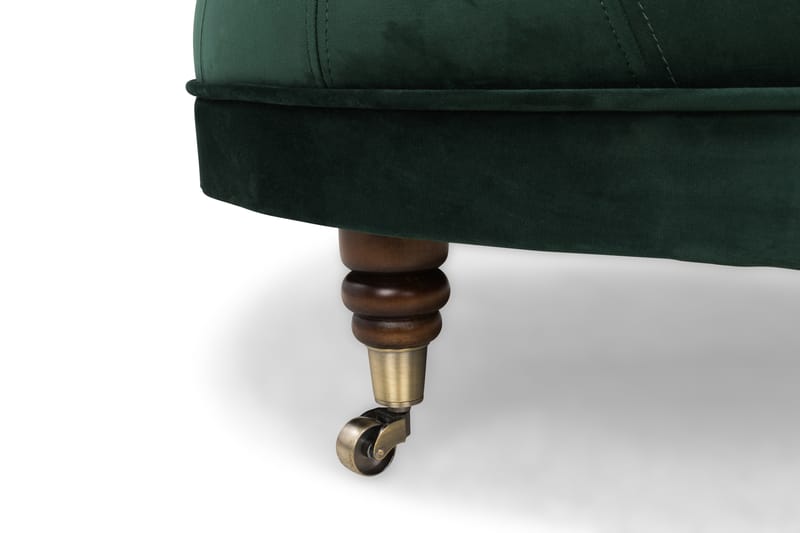 Chesterfield Deluxe Fotskammel Rund 80 cm - Fløyel Mørkegrønn - Møbler - Stoler & lenestoler - Krakk - Fotskammel - Chesterfield fotskammel