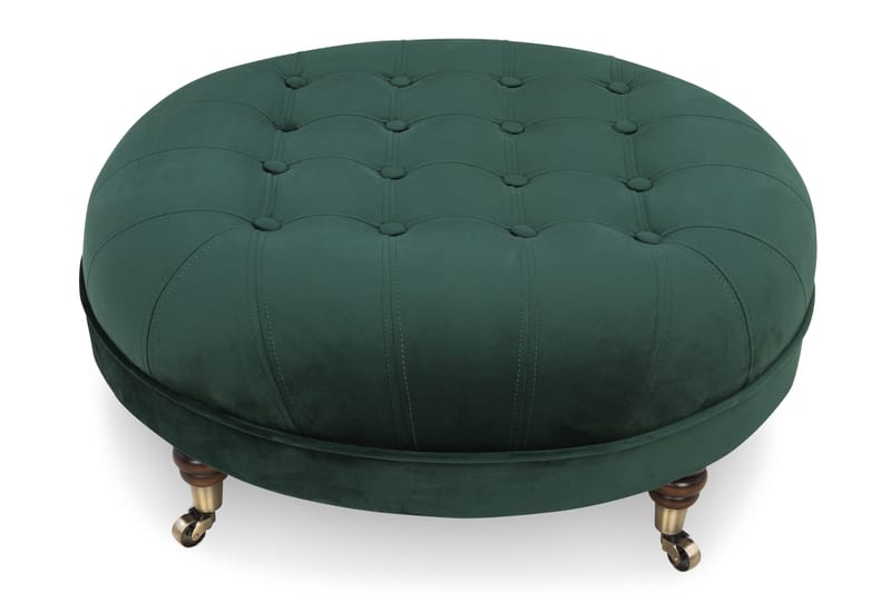 Chesterfield Deluxe Fotskammel Rund 80 cm - Fløyel Mørkegrønn - Møbler - Stoler & lenestoler - Krakk - Fotskammel - Chesterfield fotskammel