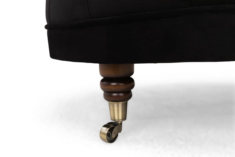 Chesterfield Deluxe Fotskammel Rund 80 cm - Fløyel Svart - Møbler - Stoler & lenestoler - Krakk - Fotskammel - Chesterfield fotskammel
