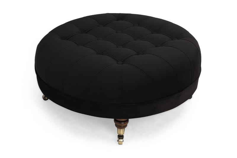 Chesterfield Deluxe Fotskammel Rund 80 cm - Fløyel Svart - Møbler - Stoler & lenestoler - Krakk - Fotskammel - Chesterfield fotskammel
