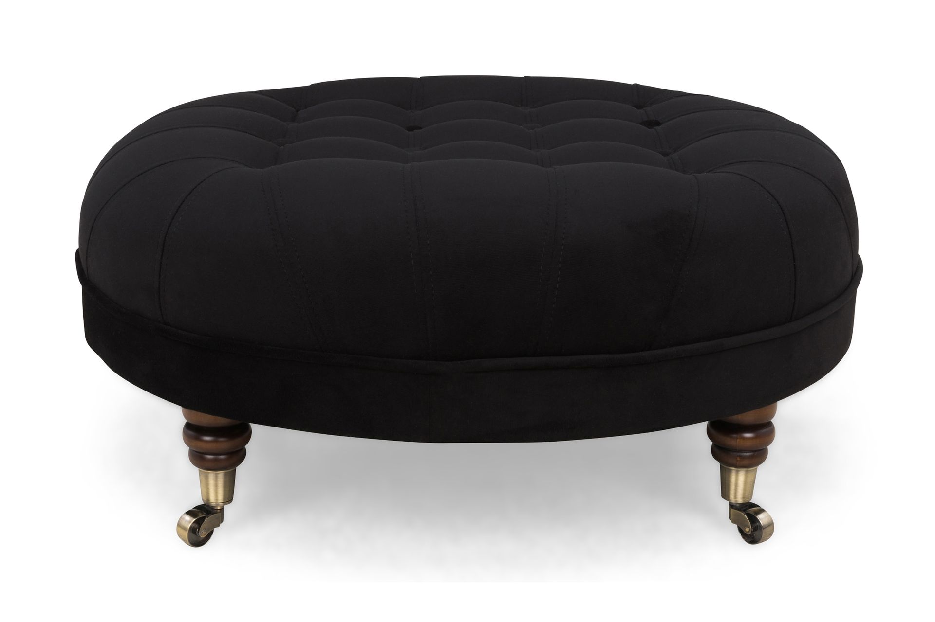 Chesterfield Deluxe Fotskammel Rund 80 cm - Fløyel Svart - Møbler - Stoler & lenestoler - Krakk - Fotskammel - Chesterfield fotskammel