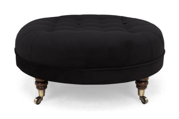 Chesterfield Deluxe Fotskammel Rund 80 cm - Fløyel Svart - Møbler - Stoler & lenestoler - Krakk - Fotskammel - Chesterfield fotskammel