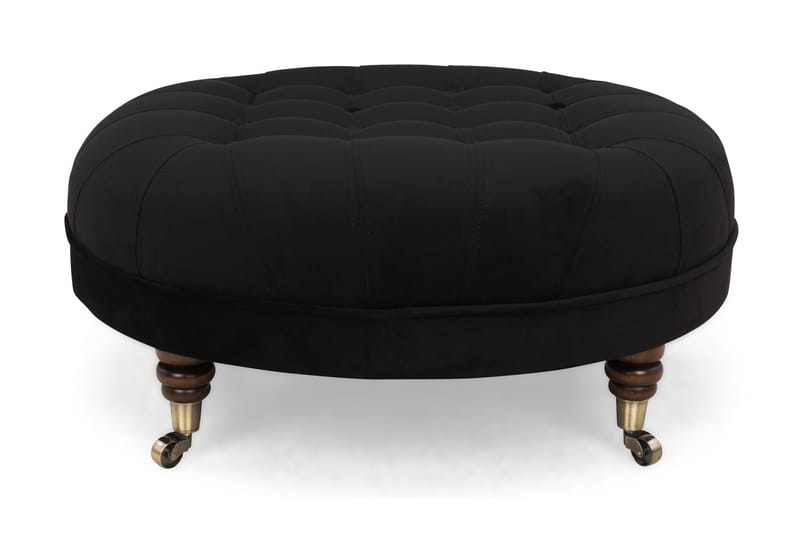 Chesterfield Deluxe Fotskammel Rund 80 cm - Fløyel Svart - Møbler - Stoler & lenestoler - Krakk - Fotskammel - Chesterfield fotskammel