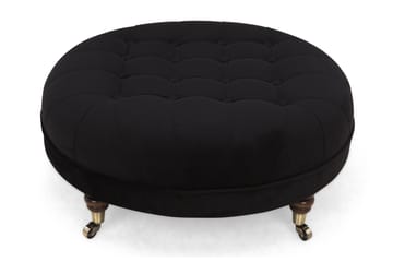 Chesterfield Deluxe Fotskammel Rund 80 cm - Fløyel Svart - Møbler - Stoler & lenestoler - Krakk - Fotskammel - Chesterfield fotskammel