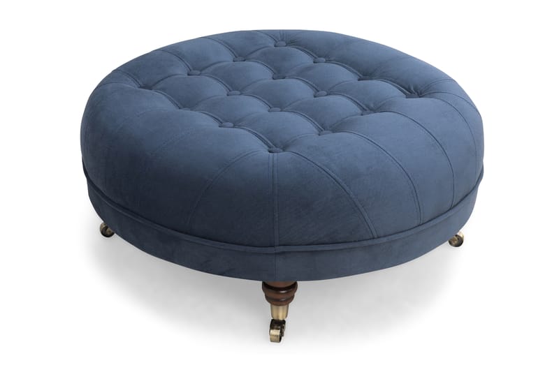 Chesterfield Deluxe Fotskammel Rund 80 cm - Fløyel Petrolblå - Møbler - Stoler & lenestoler - Krakk - Fotskammel - Chesterfield fotskammel