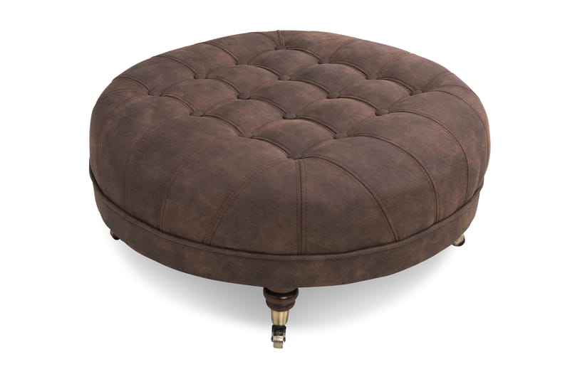 Chesterfield Deluxe Fotskammel Rund 80 cm - Vintage Mørkebrun - Møbler - Stoler & lenestoler - Krakk - Fotskammel - Chesterfield fotskammel