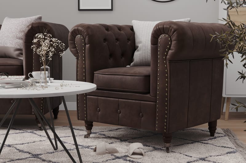 Chesterfield Deluxe Fotskammel Vintage - Mørkebrun - Møbler - Stoler & lenestoler - Krakk - Fotskammel - Chesterfield fotskammel