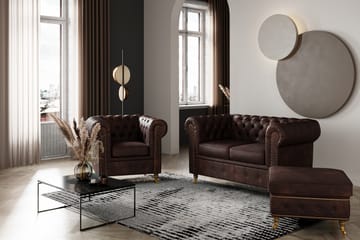 Chesterfield Deluxe Fotskammel Vintage - Mørkebrun - Møbler - Stoler & lenestoler - Krakk - Fotskammel - Chesterfield fotskammel