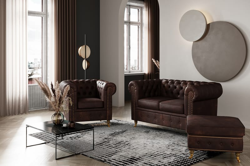 Chesterfield Deluxe Fotskammel Vintage - Mørkebrun - Møbler - Stoler & lenestoler - Krakk - Fotskammel - Chesterfield fotskammel