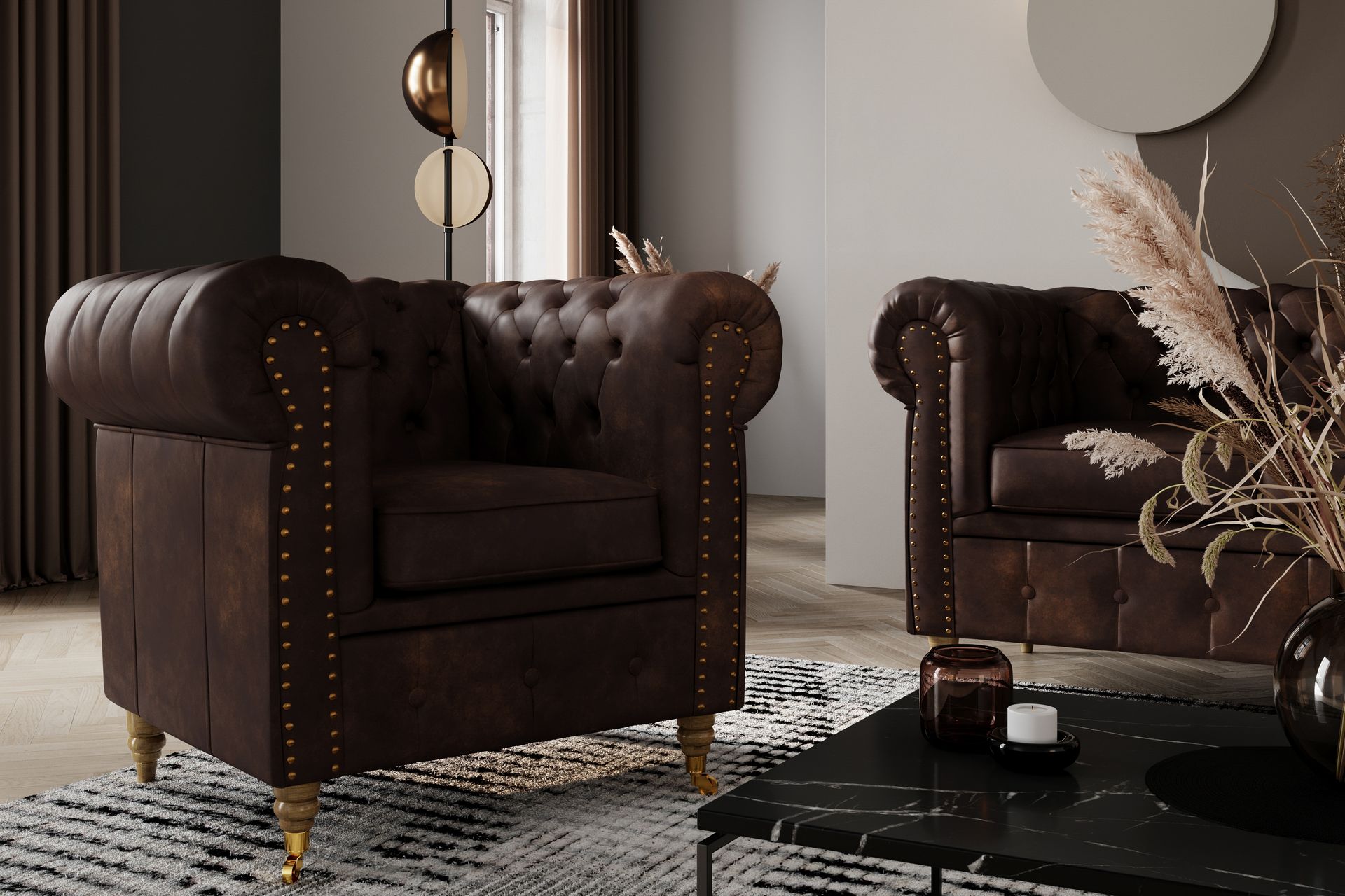 Chesterfield Deluxe Fotskammel Vintage - Mørkebrun - Møbler - Stoler & lenestoler - Krakk - Fotskammel - Chesterfield fotskammel
