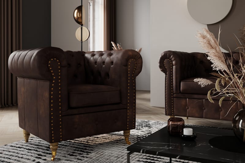 Chesterfield Deluxe Fotskammel Vintage - Mørkebrun - Møbler - Stoler & lenestoler - Krakk - Fotskammel - Chesterfield fotskammel