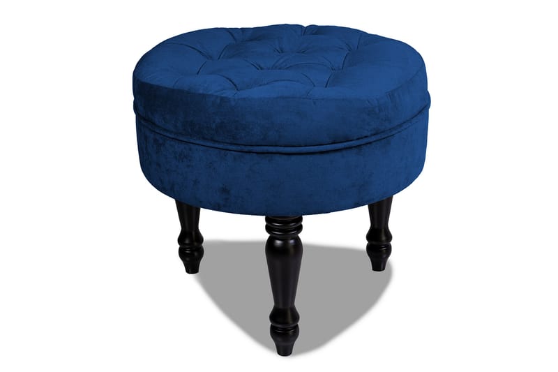 Chesterfield Ludovic Fotskammel 50 cm Rund - Blå - Møbler - Stoler & lenestoler - Krakk - Fotskammel - Chesterfield fotskammel