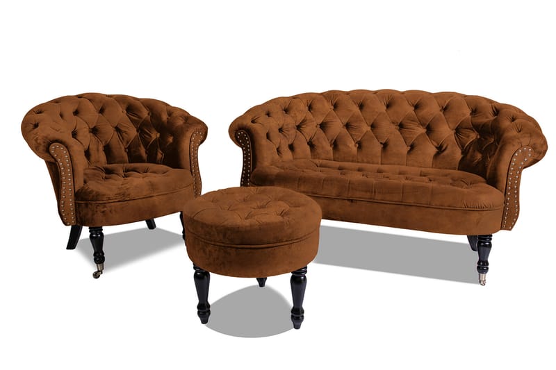 Chesterfield Ludovic Fotskammel 50 cm Rund - Konjakk - Møbler - Stoler & lenestoler - Krakk - Fotskammel - Chesterfield fotskammel