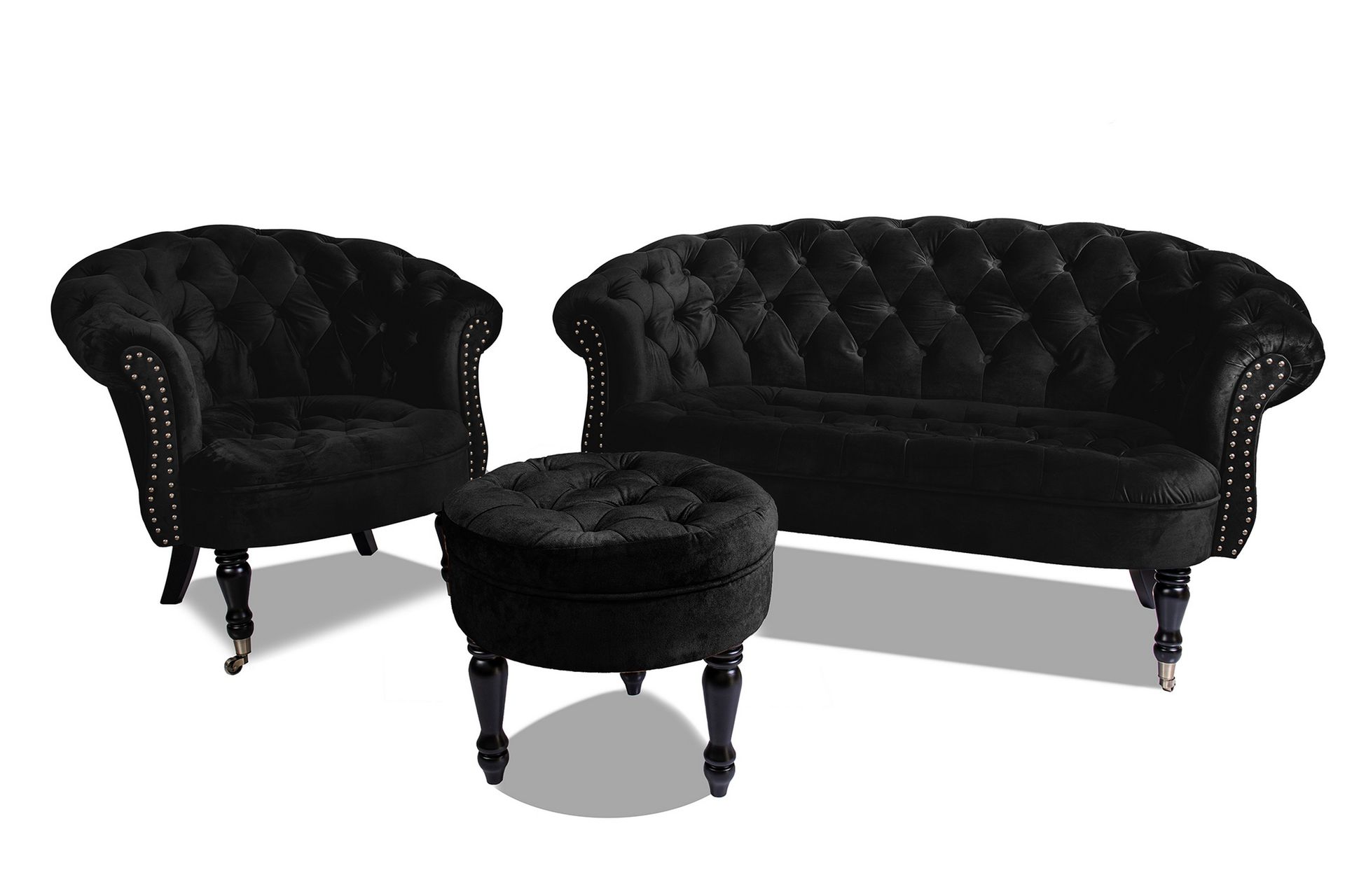 Chesterfield Ludovic Fotskammel 50 cm Rund - Svart - Møbler - Stoler & lenestoler - Krakk - Fotskammel - Chesterfield fotskammel