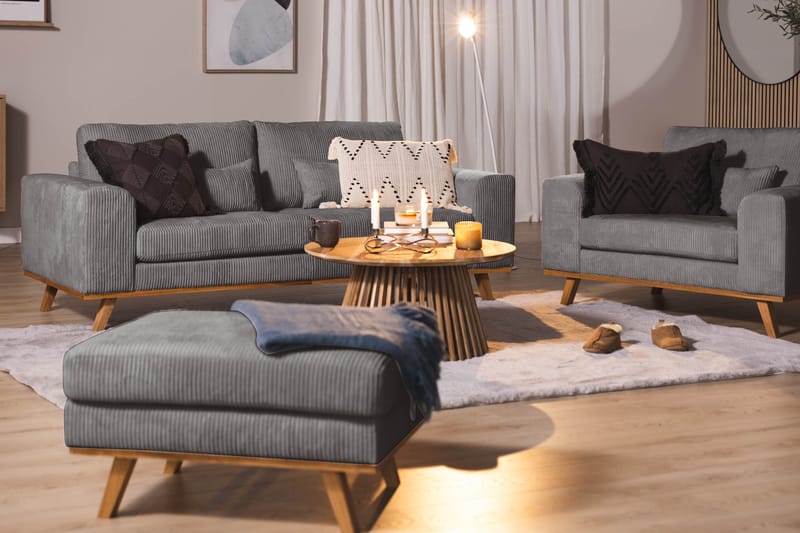 Copenhagen Fotskammel Cordfløyel - Grå - Møbler - Stoler & lenestoler - Krakk - Fotskammel