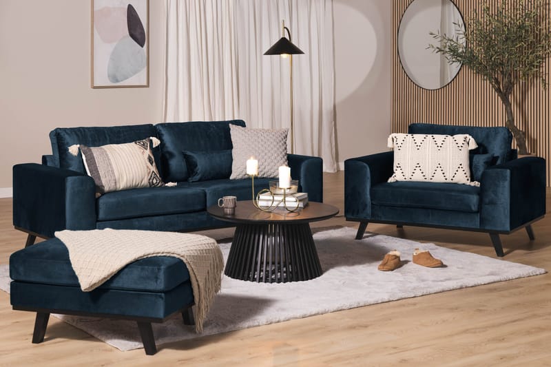 Copenhagen Fotskammel Fløyel - Blå - Møbler - Stoler & lenestoler - Krakk - Fotskammel