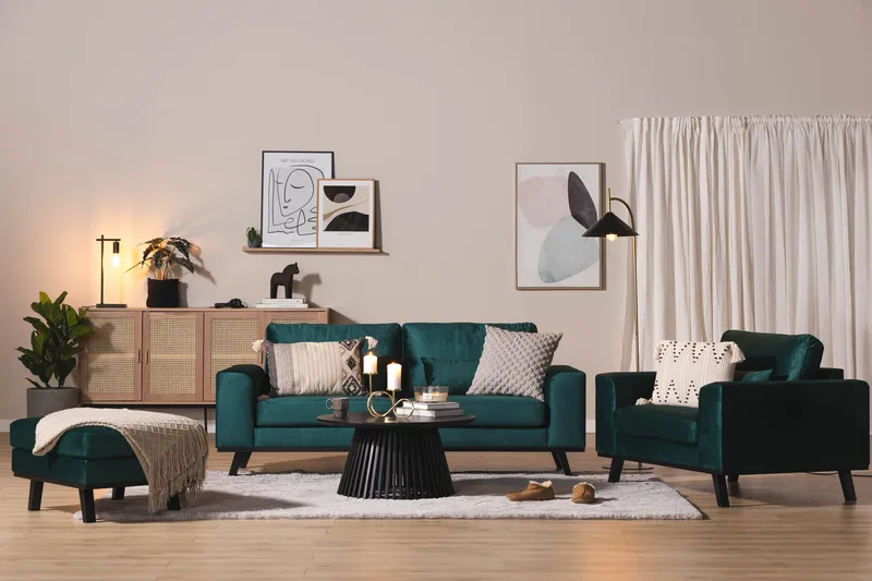 Copenhagen Fotskammel Fløyel - Grønn - Møbler - Stoler & lenestoler - Krakk - Fotskammel