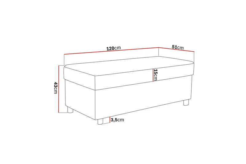 Crazy Fotskammel med Oppbevaring 120x50 - Svart Kunstlær - Møbler - Stoler & lenestoler - Krakk - Fotskammel