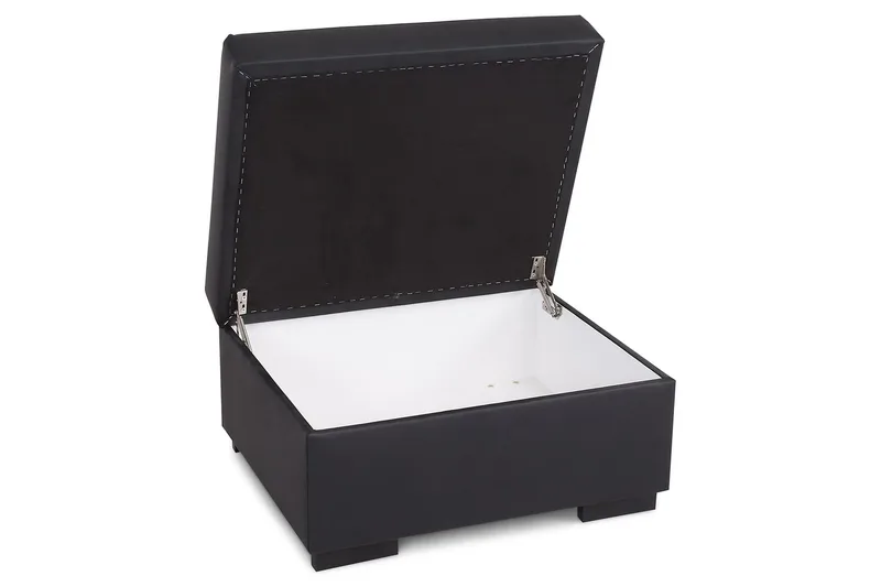 Crazy Fotskammel med Oppbevaring 80x65 - Svart Kunstlær - Møbler - Stoler & lenestoler - Krakk - Fotskammel