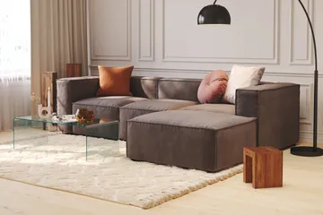 Cubo 1-seters Rektangulær Fotskammelmodul i Fløyel 120 cm bred - Mørk grå - Møbler - Stoler & lenestoler - Krakk - Fotskammel